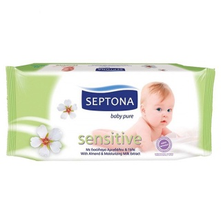 دستمال مرطوب سپتونا مدل Sensitive با عصاره بادام - بسته 64 عددی