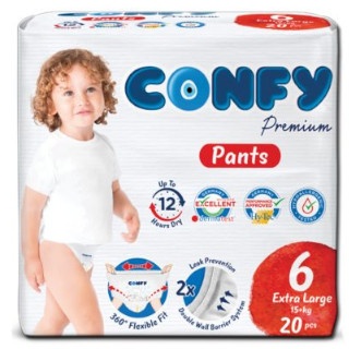 پوشک کانفی شورتی سایز 6 بسته 20 عددی CONFY