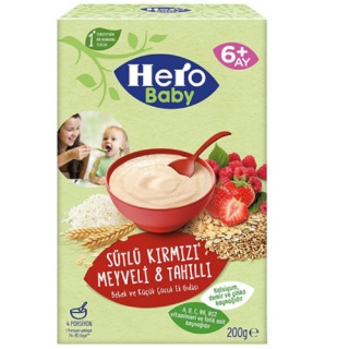 سرلاک هروبیبی 8 غله توت فرنگی، تمشک و شیر 200 گرم Hero Baby