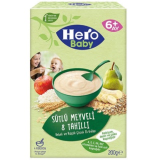 سرلاک هروبیبی 8 غله میوه و شیر 200 گرم Hero Baby