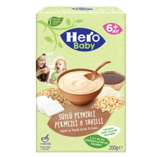 سرلاک هروبیبی 8 غله شیر پنیر و شیره انگور 200 گرم Hero Baby