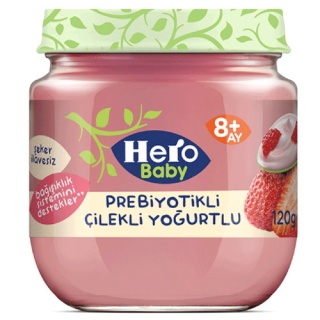 پوره میوه پروبیوتیک هروبیبی توت فرنگی با ماست 120 گرم Hero Baby