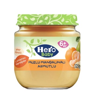 پوره میوه هروبیبی موز نارنگی و گلابی 125 گرم Hero Baby