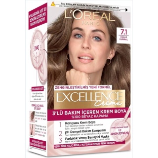 رنگ موی بلوند نسکافه ای شماره 7.1 مدل Excellence لورآل L'Oréal
